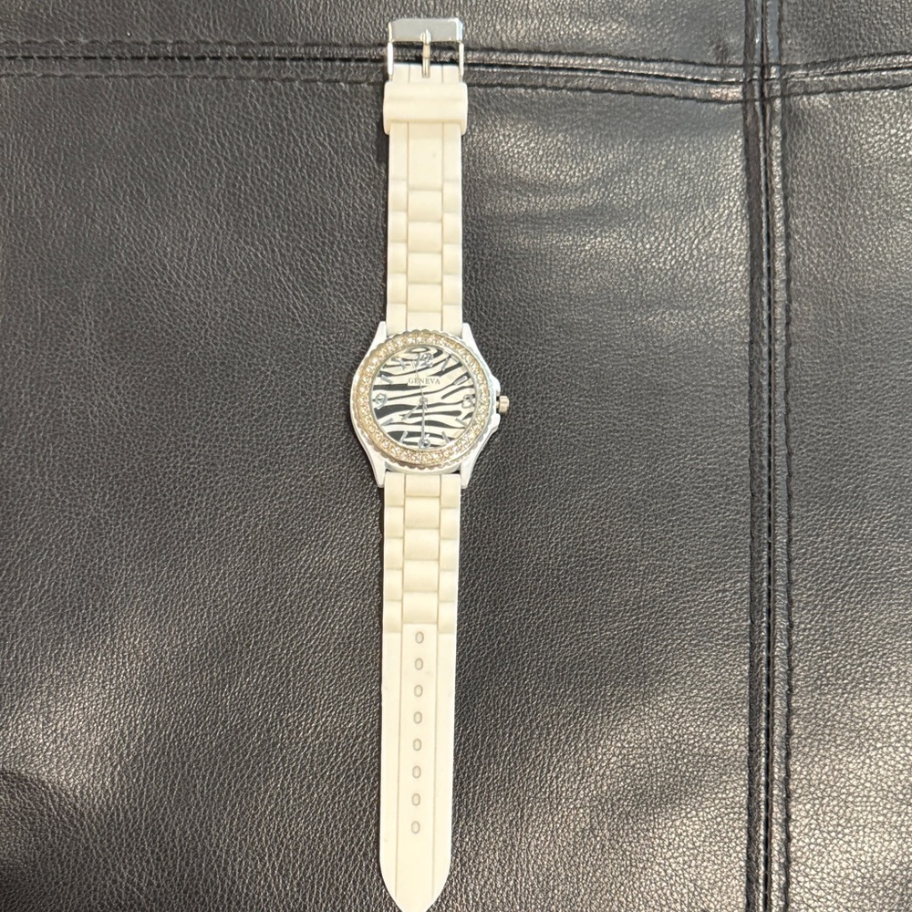 Geneva Cream and Silver Women's Watch